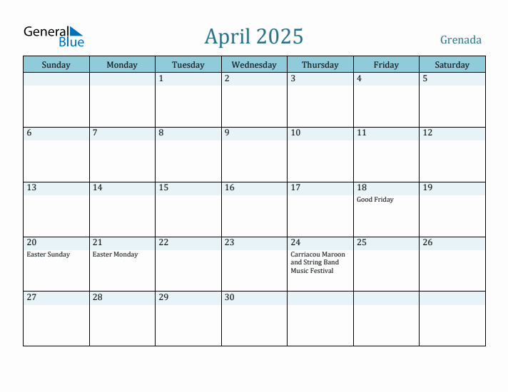 April 2025 Calendar with Holidays