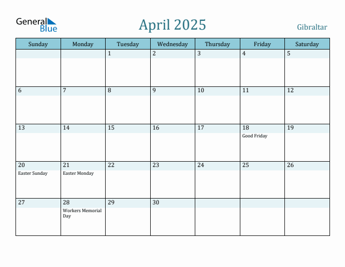 April 2025 Calendar with Holidays