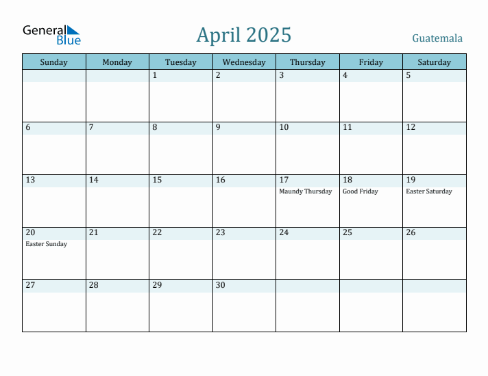 April 2025 Calendar with Holidays