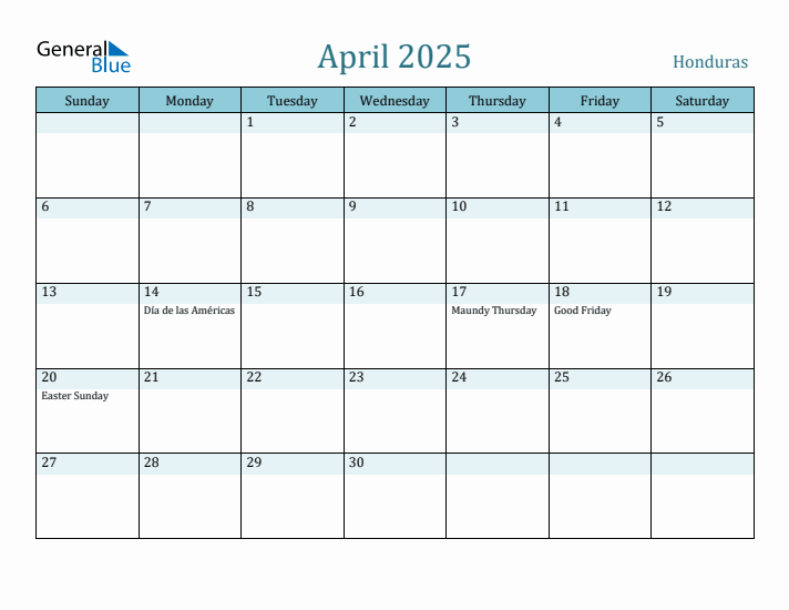 April 2025 Calendar with Holidays