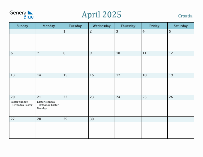 April 2025 Calendar with Holidays