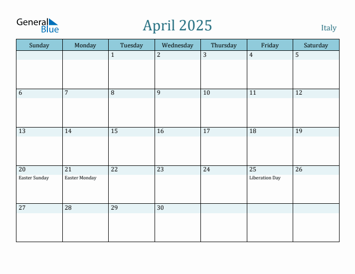 April 2025 Calendar with Holidays