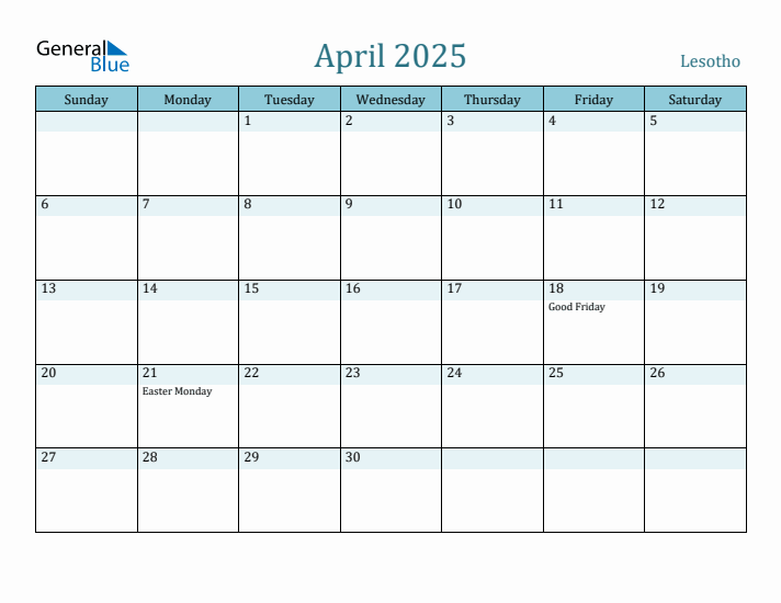 April 2025 Calendar with Holidays