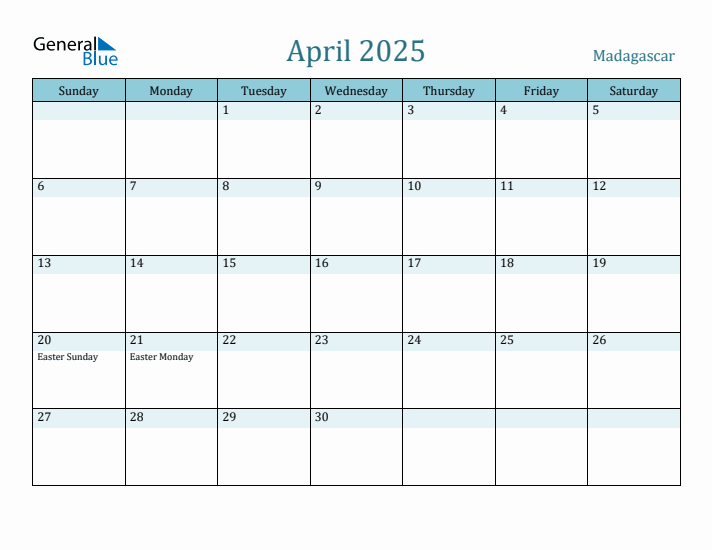 April 2025 Calendar with Holidays