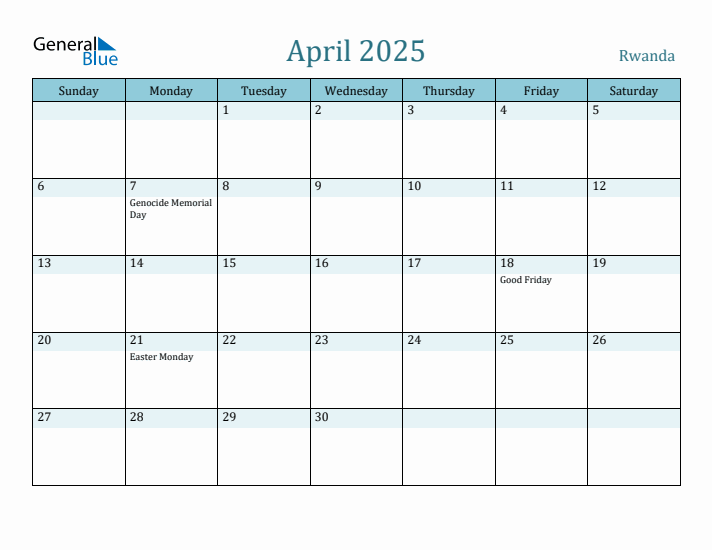 April 2025 Calendar with Holidays