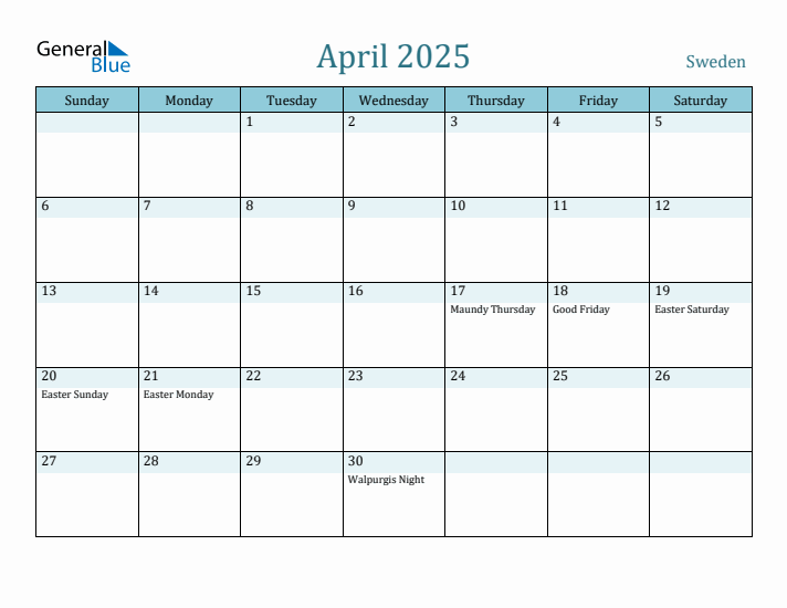 April 2025 Calendar with Holidays