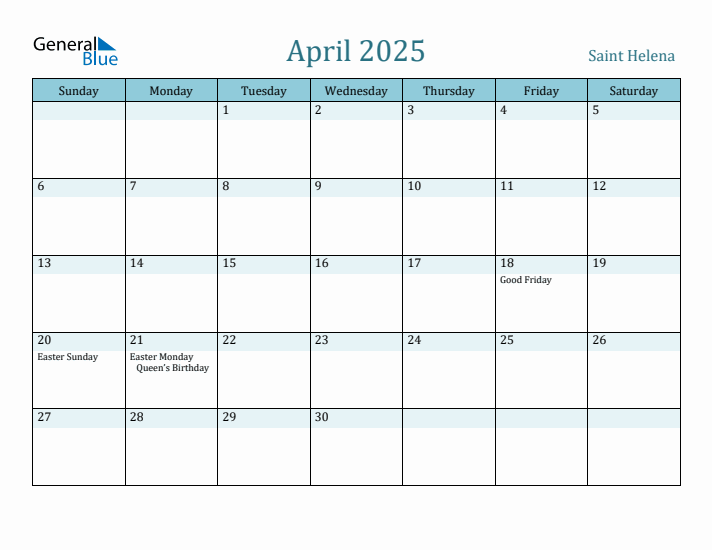 April 2025 Calendar with Holidays