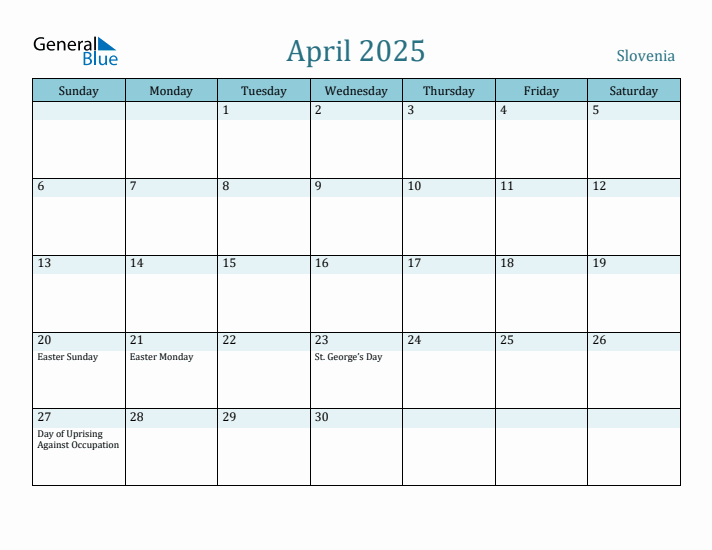 April 2025 Calendar with Holidays