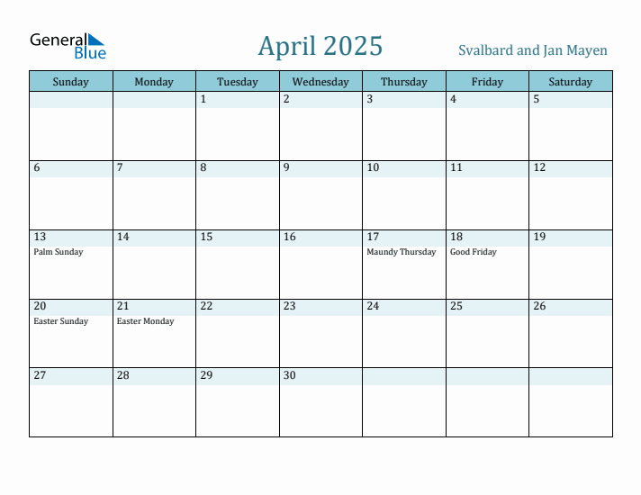 April 2025 Calendar with Holidays