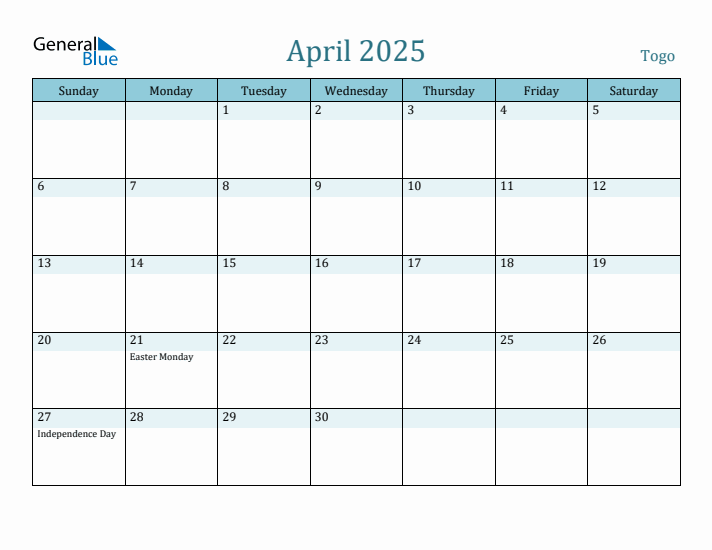 April 2025 Calendar with Holidays