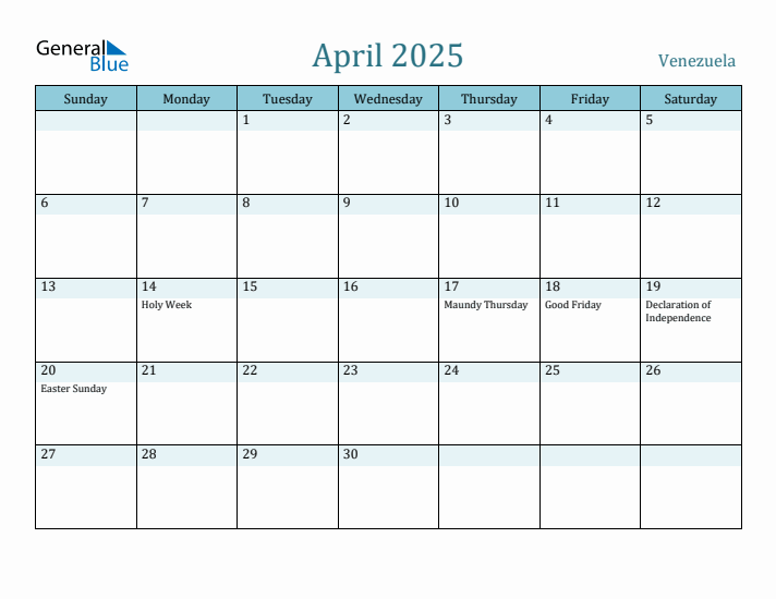 April 2025 Calendar with Holidays