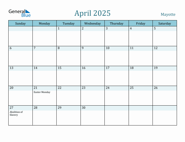 April 2025 Calendar with Holidays