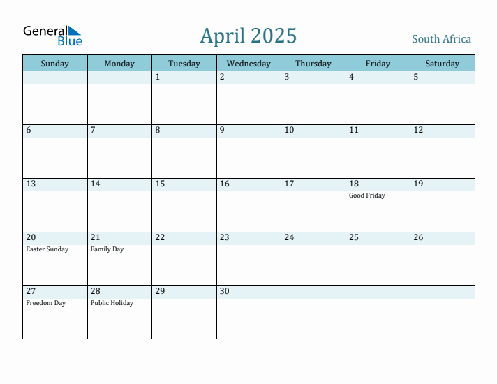 April 2025 Calendar with Holidays