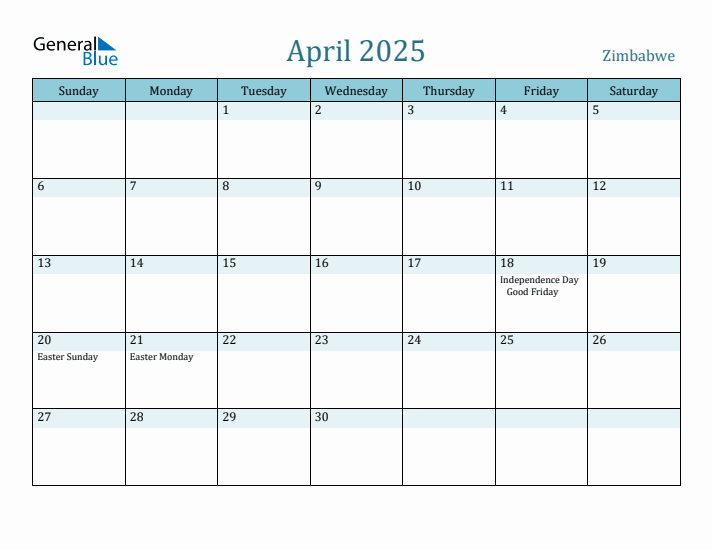 April 2025 Calendar with Holidays