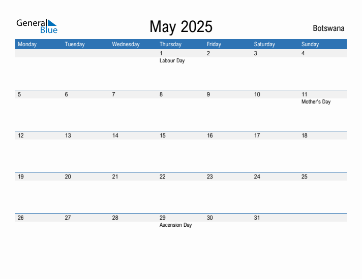 Fillable May 2025 Calendar