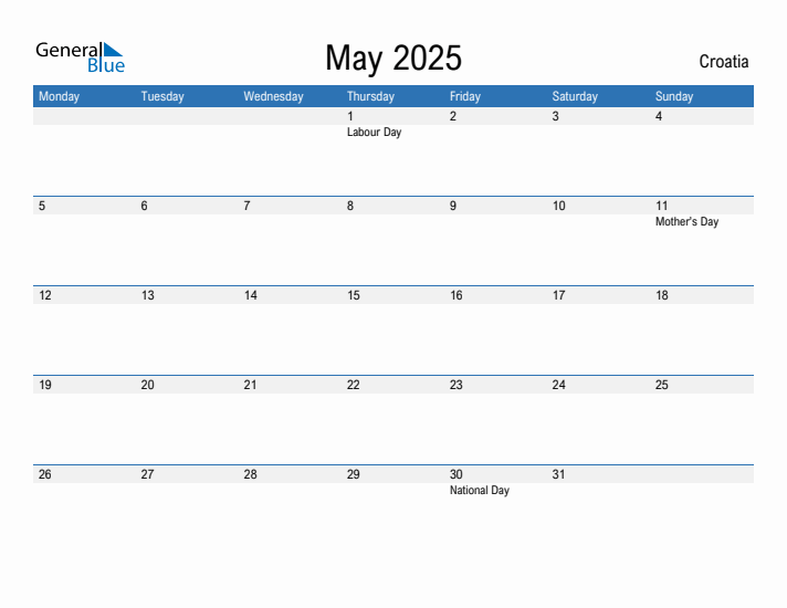 Fillable May 2025 Calendar