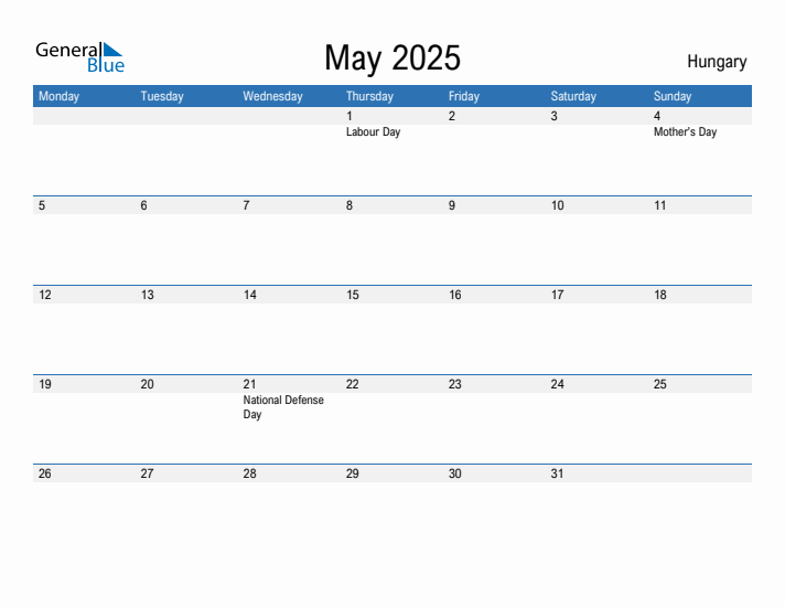 Fillable May 2025 Calendar