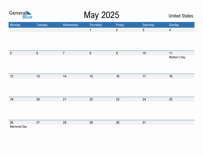 Fillable May 2025 Calendar