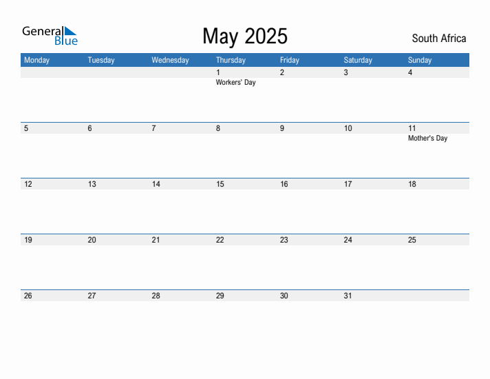 Fillable May 2025 Calendar