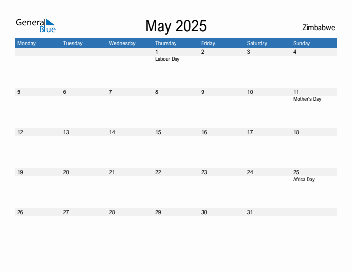 Fillable May 2025 Calendar