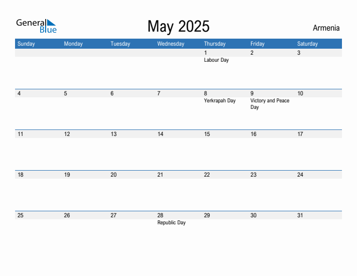 Fillable May 2025 Calendar