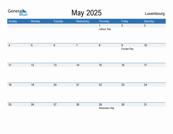 Fillable May 2025 Calendar