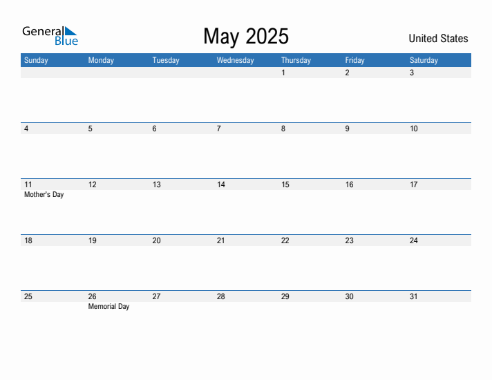 Fillable May 2025 Calendar