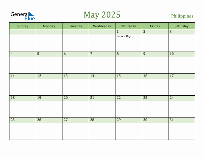 May 2025 Calendar with Philippines Holidays