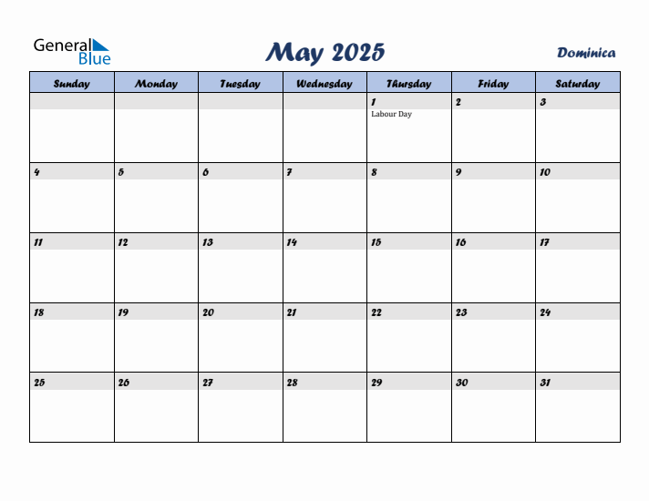 May 2025 Calendar with Holidays in Dominica