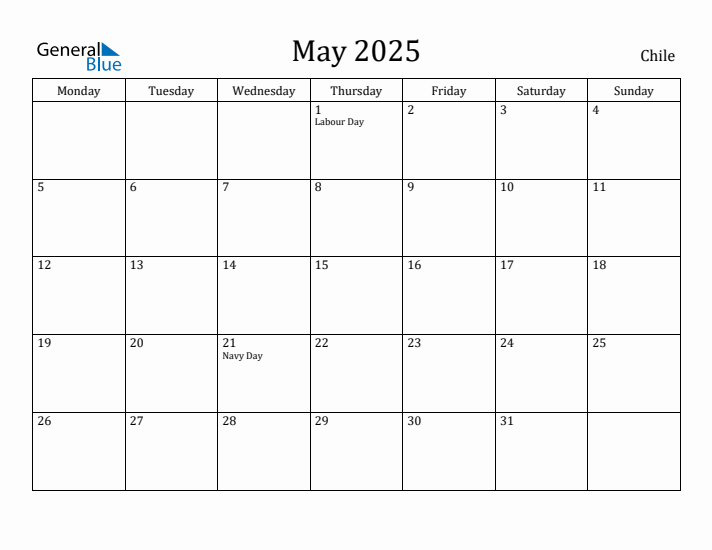 May 2025 Calendar Chile