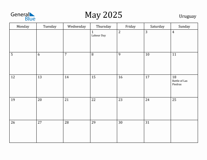 May 2025 Calendar Uruguay