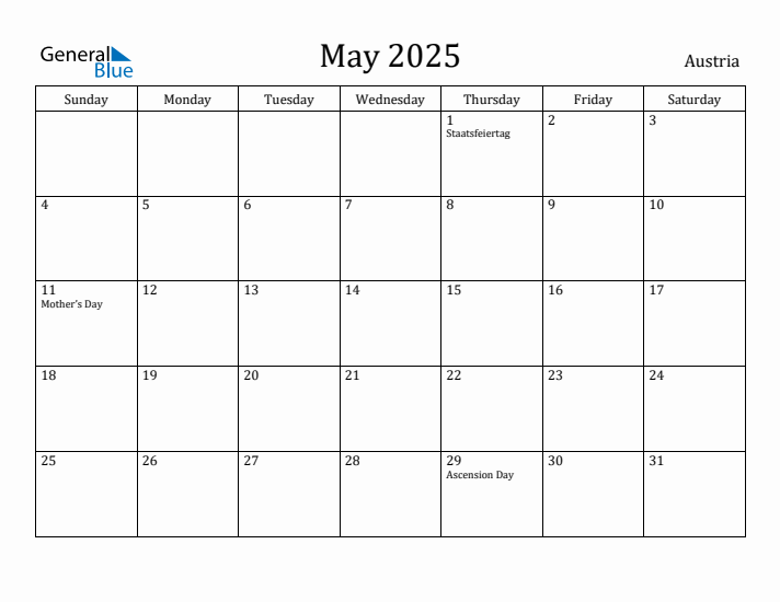 May 2025 Calendar Austria