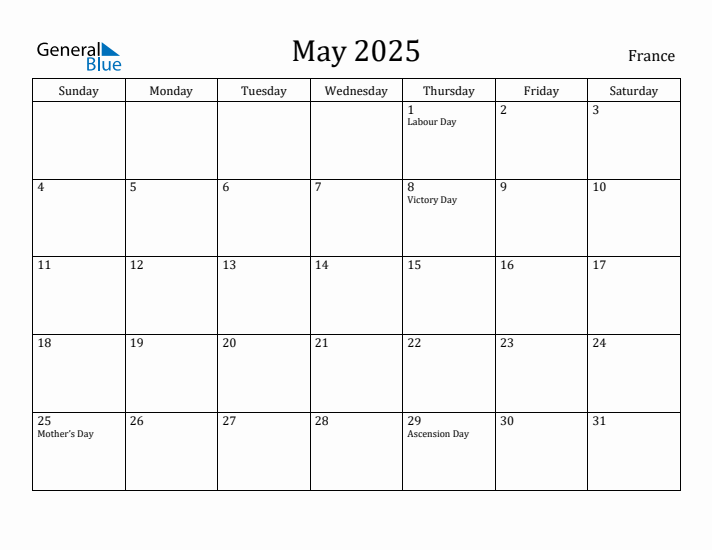 May 2025 Calendar France