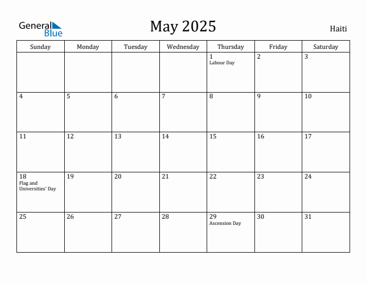 May 2025 Calendar Haiti