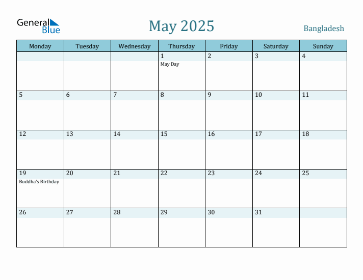 May 2025 Calendar with Holidays