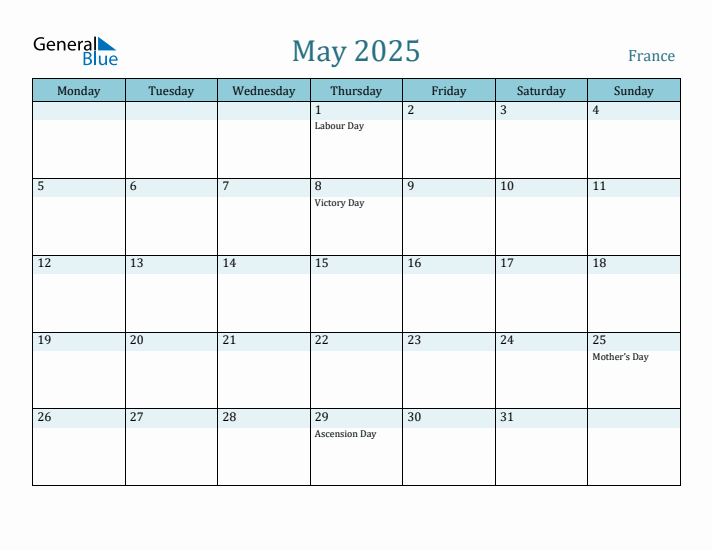 May 2025 Calendar with Holidays