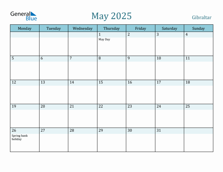 May 2025 Calendar with Holidays