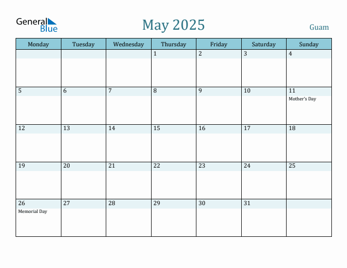 May 2025 Calendar with Holidays