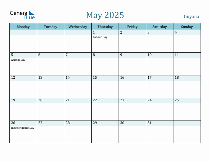 May 2025 Calendar with Holidays