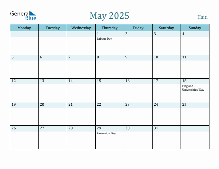 May 2025 Calendar with Holidays