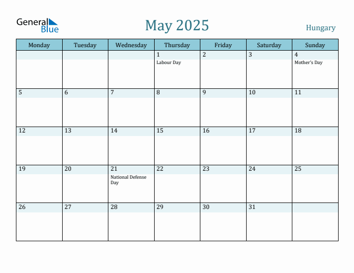 May 2025 Calendar with Holidays