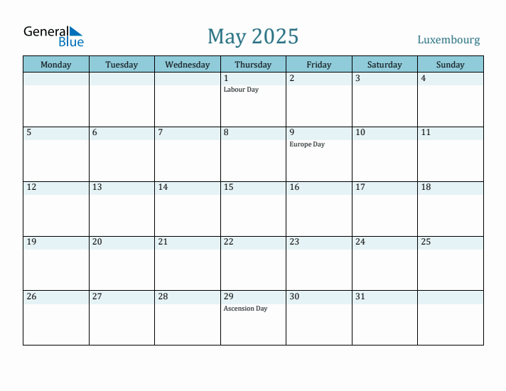 May 2025 Calendar with Holidays