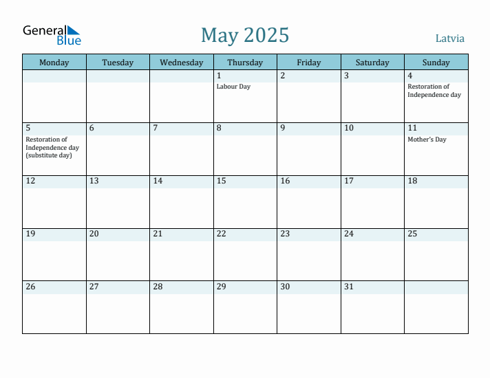 May 2025 Calendar with Holidays