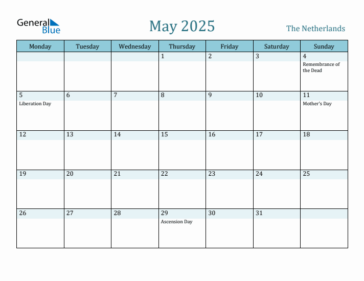 May 2025 Calendar with Holidays