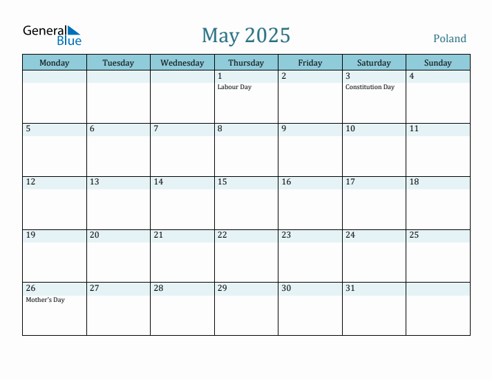 May 2025 Calendar with Holidays