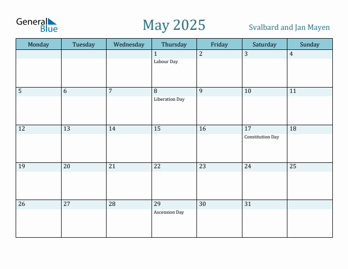 May 2025 Calendar with Holidays