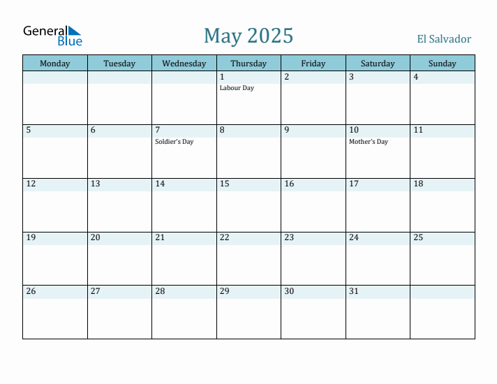 May 2025 Calendar with Holidays