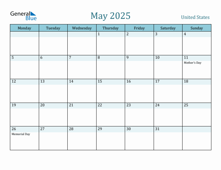 May 2025 Calendar with Holidays