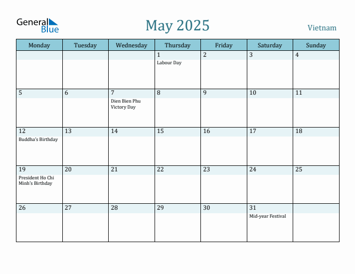 May 2025 Calendar with Holidays