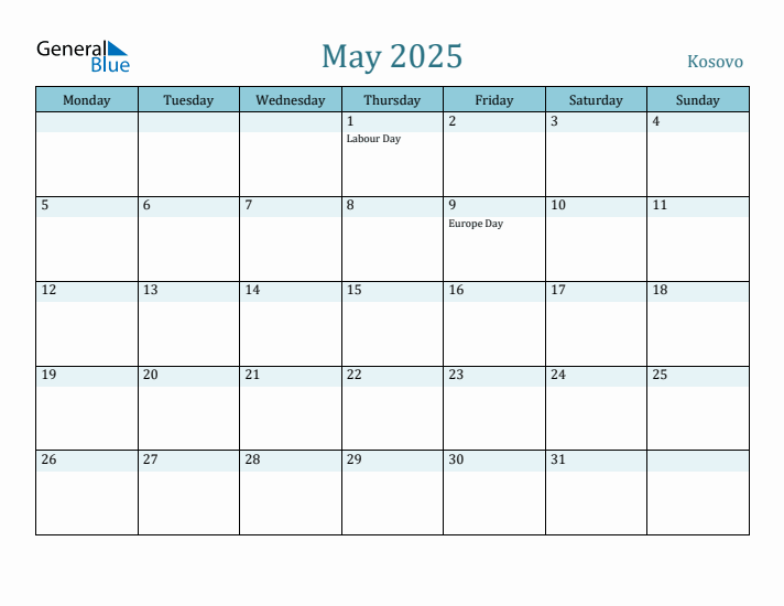 May 2025 Calendar with Holidays